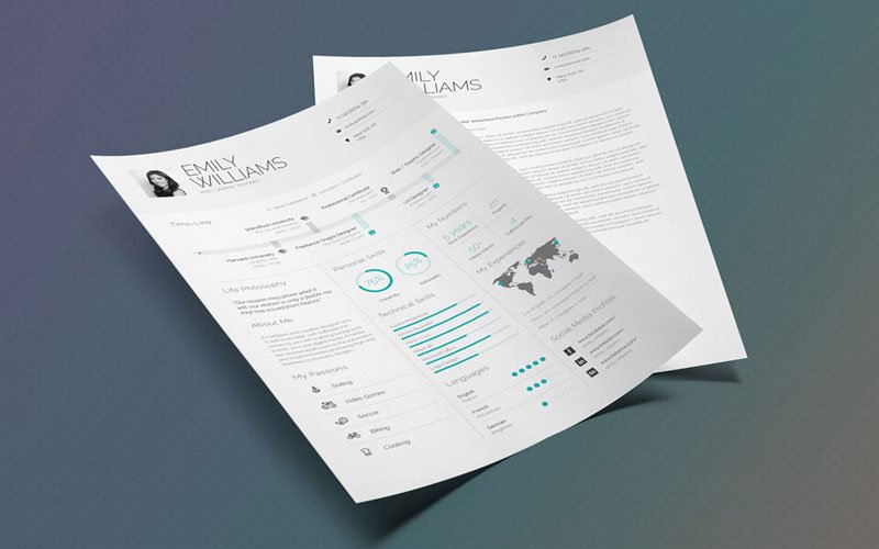 Free-Infographic-Resume-(CV)-Design-Template-With-Cover-Letter-In-DOC-&-InDesign