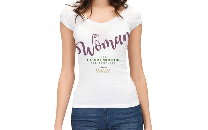 Free-Woman-wearing-T-Shirt-Mockup