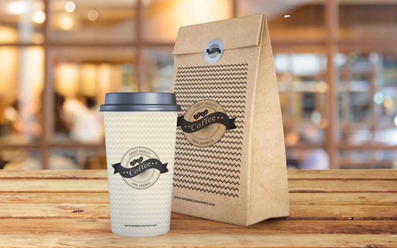 Free-Coffee-Cup-With-Paper-Bag-Packaging-Mockup-PSD