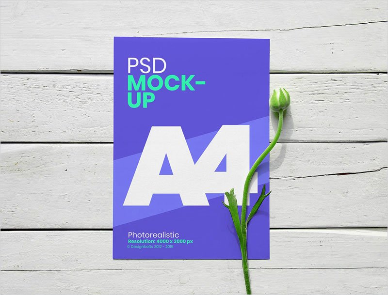 Free-A4-Flyer-With-Flower-Mockup-PSD