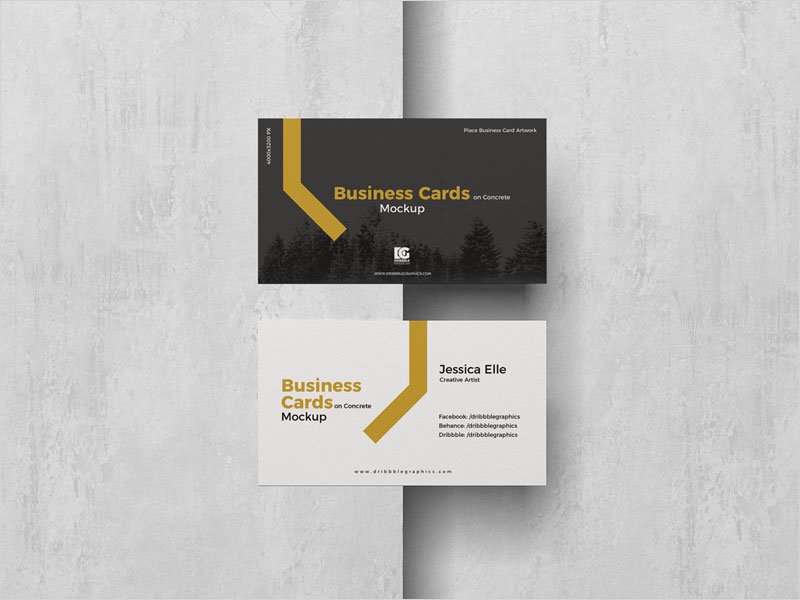 Free-Business-Cards-On-Concrete-Mockup