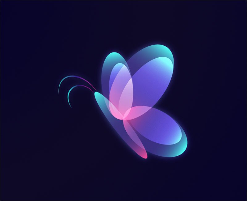 Glowing-Butterfly-3D-Logo