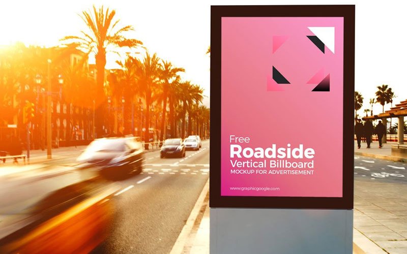 Free-Sunny-roadside-Advertising-Billoard-Mockup