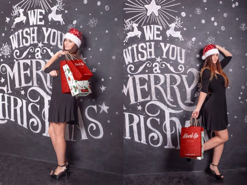 Lady-with-Christmas-Shopping-Bags-Mockups