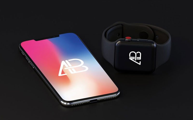 iPhone-X-with-Apple-Watch-(Series-3)-Mockup