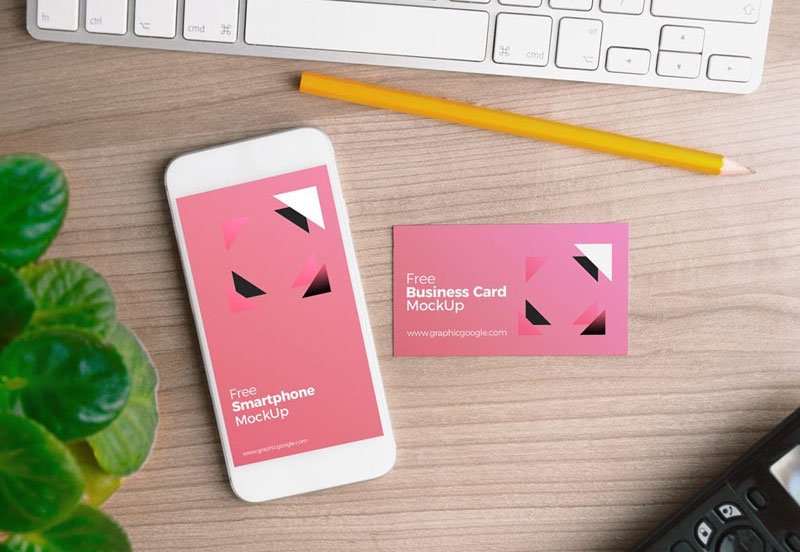 iPhone-with-Business-Card-Mockup