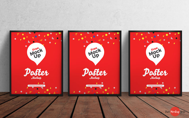 Free-3-PSD-Posters-on-Wooden-Floor-Mockup