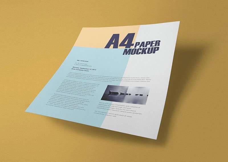 Free-Floating-A4-Sheet-of-Paper-Mockup