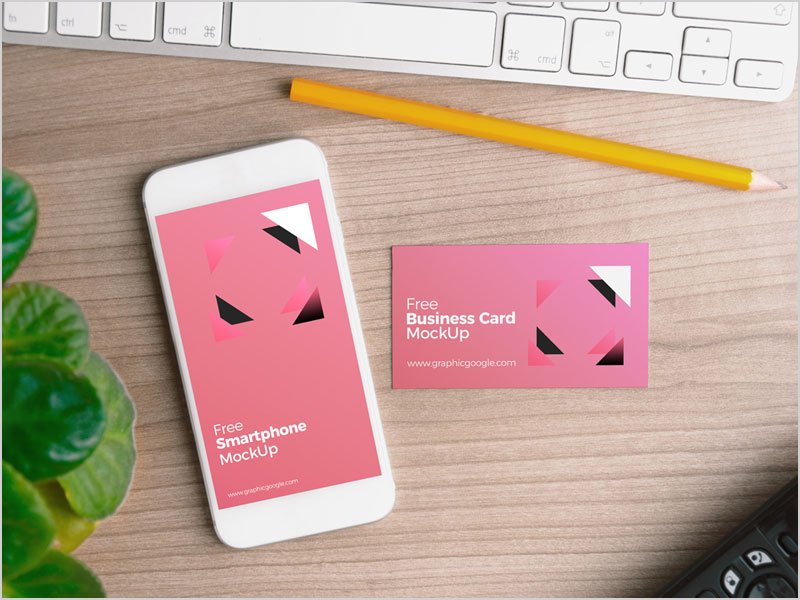 Free-Smartphone-with-Business-Card-Mock-Up-PSD