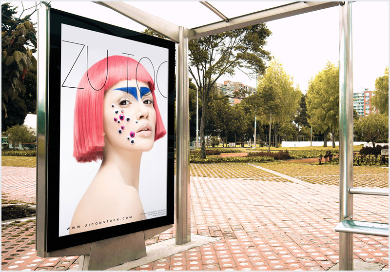 Free-Outdoor-Branding-Bus-Stop-Billboard-Mockup-PSD-2018