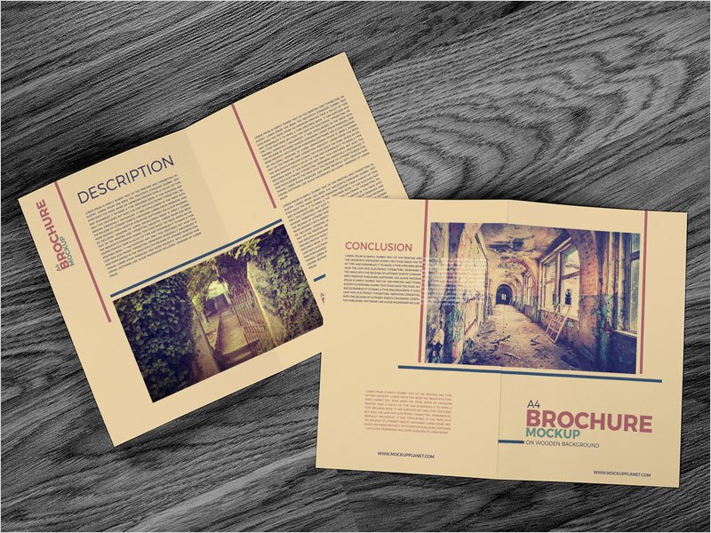 Free-A4-Brochure-Mockup-on-Wooden-Background