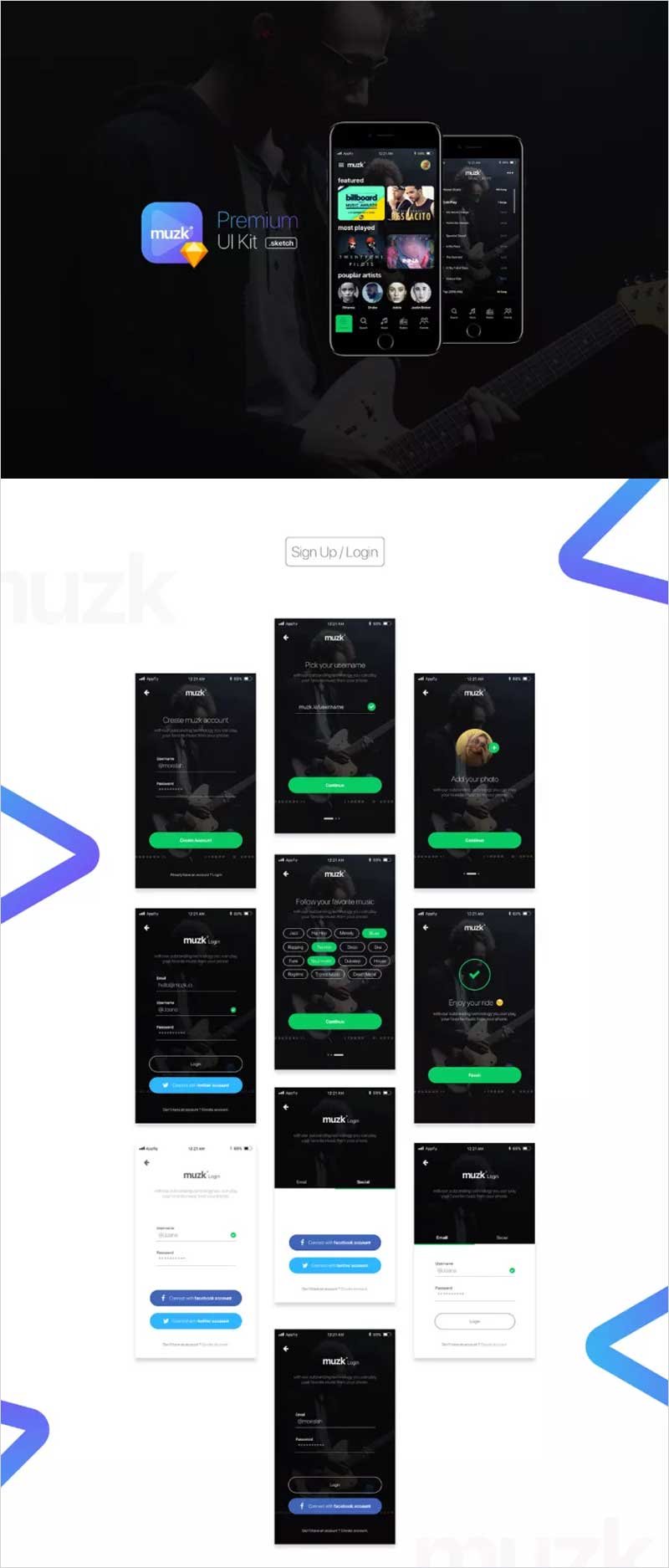 Muzk-Mobile-UI-Kit-Demo