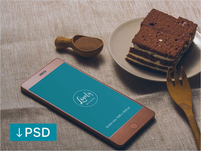 Smartphone-And-Cake-On-a-Table