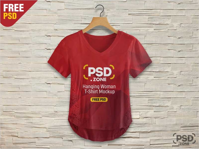 Hanging-Woman-T-shirt-Mockup-PSD