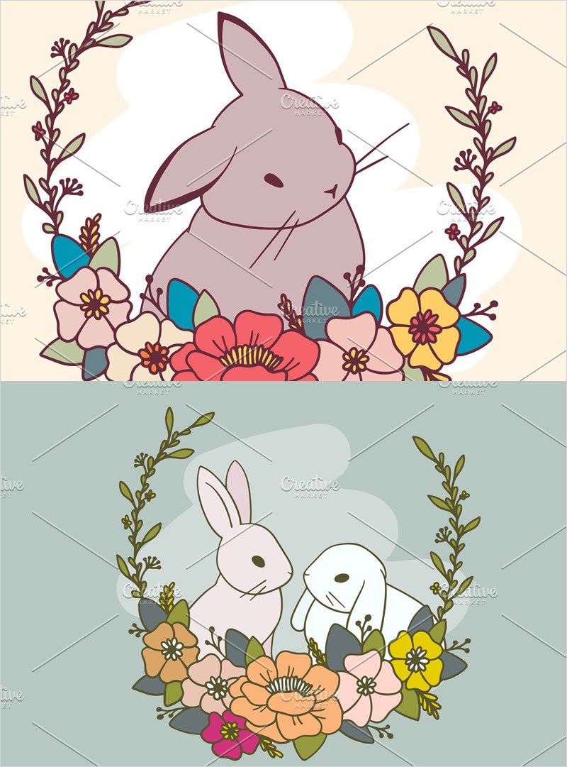 Set-of-romantic-rabbit-illustrations