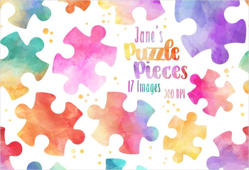 Watercolor-Puzzle-Pieces-Clipart