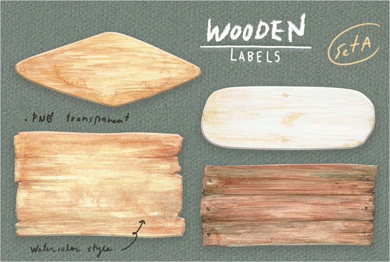 Watercolor-Wooden-Labels-Set-A