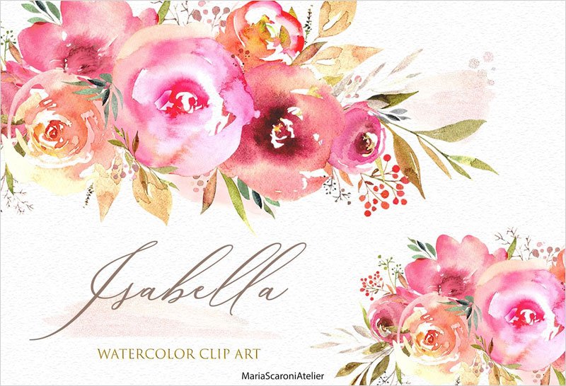 Watercolor-floral-set---Isabella