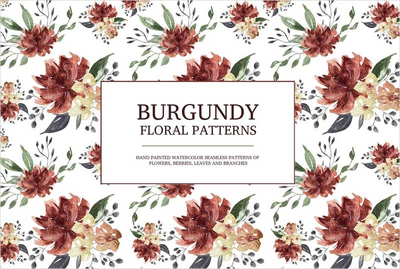 Burgundy-floral-seamless-patterns