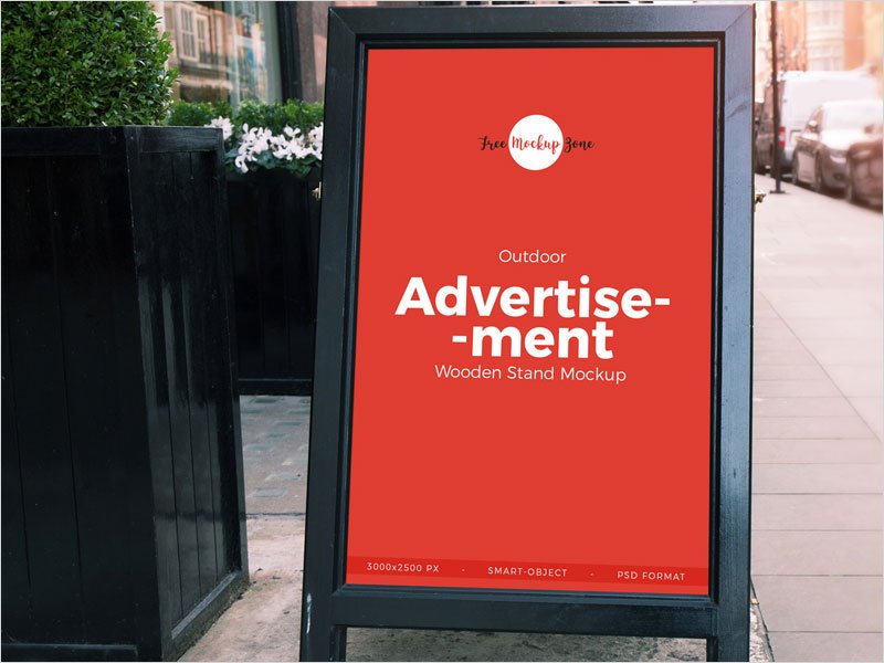 Free-Outdoor-Advertisement-Wooden-Banner-Stand-Mockup-PSD