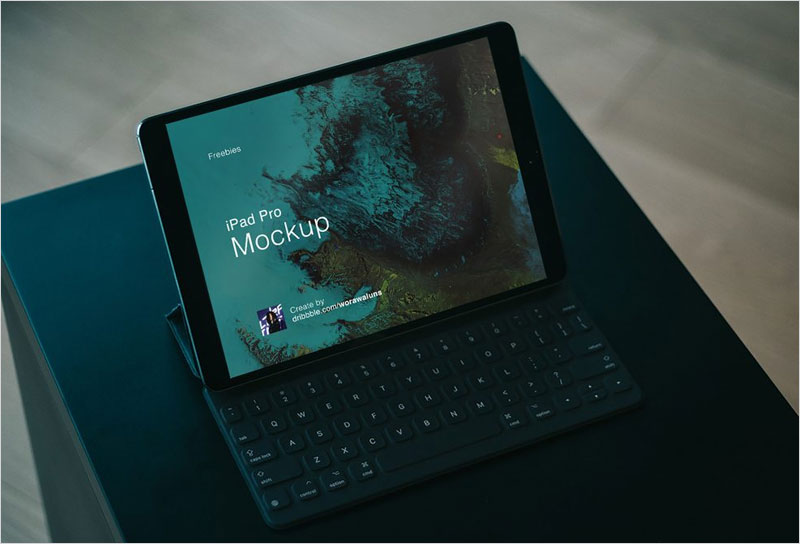 iPad-Pro-with-Keyboard-on-Table-Mockup