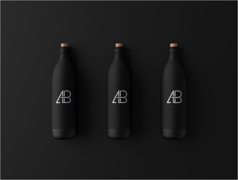 Three-matte-black-Bottles-Mockup