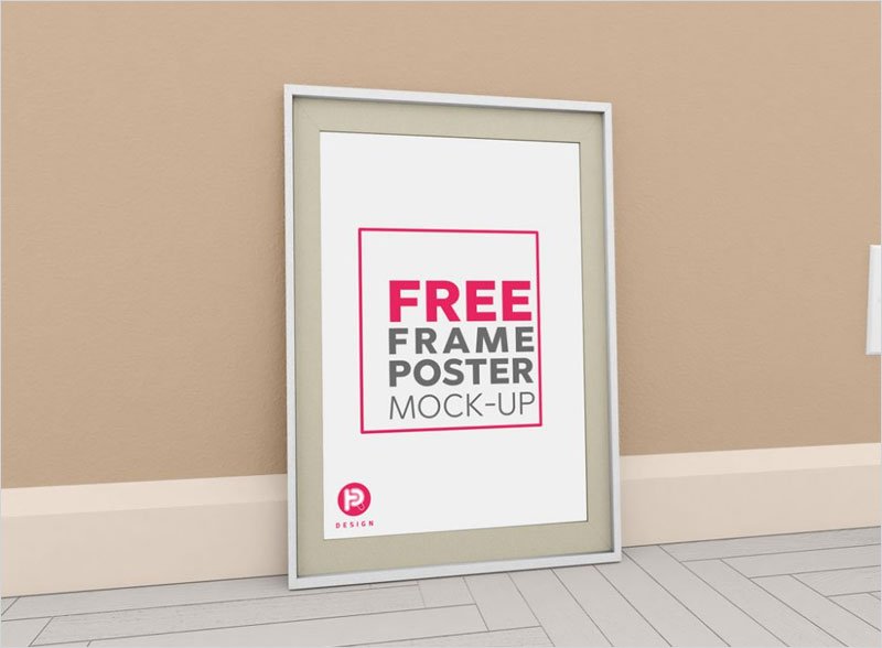 Free-Big-Poster-Frame-on-Wall-Mockup