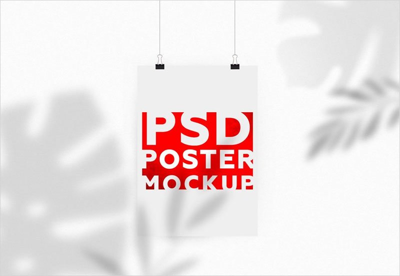 Free-Hanging-Poster-with-Shadows-Mockup