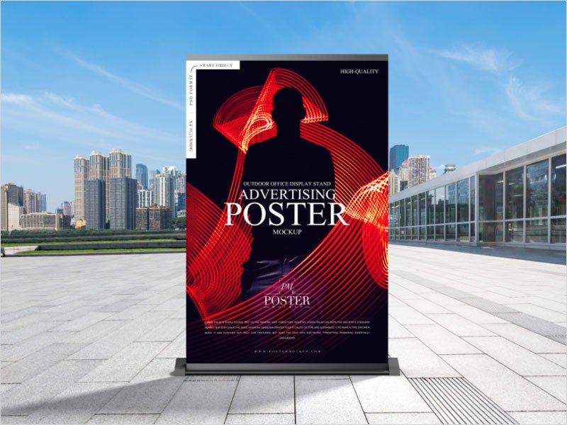 Outdoor-Office-Display-Stand-Advertising-Poster-Mockup-Free