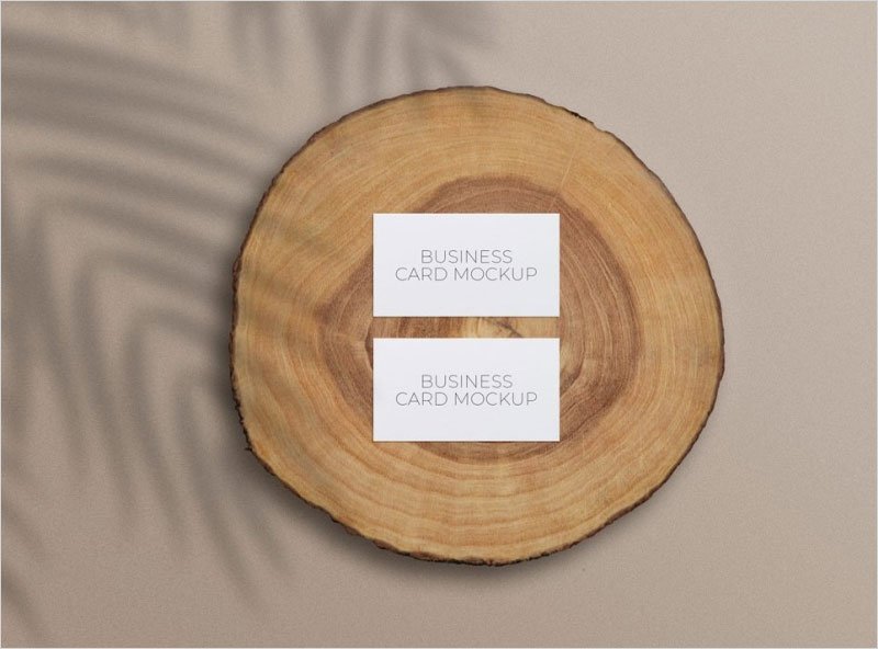 Free-Business-Cards-Mockup-on-a-Wood-Slice