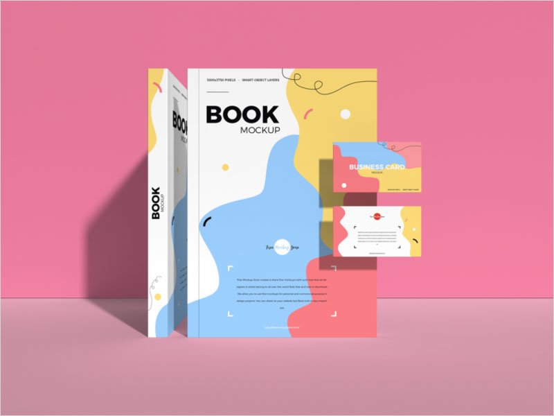 Free-Book-With-Business-Card-Mockup