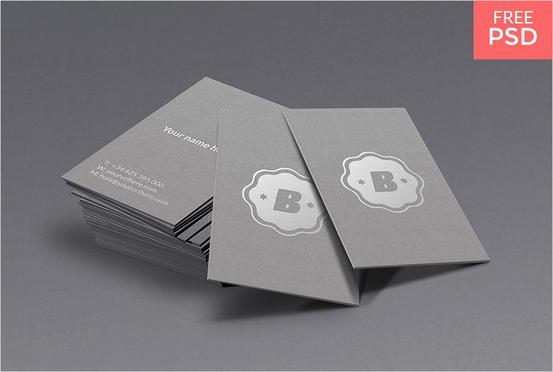 Free-Silver-Business-Card-Mockup